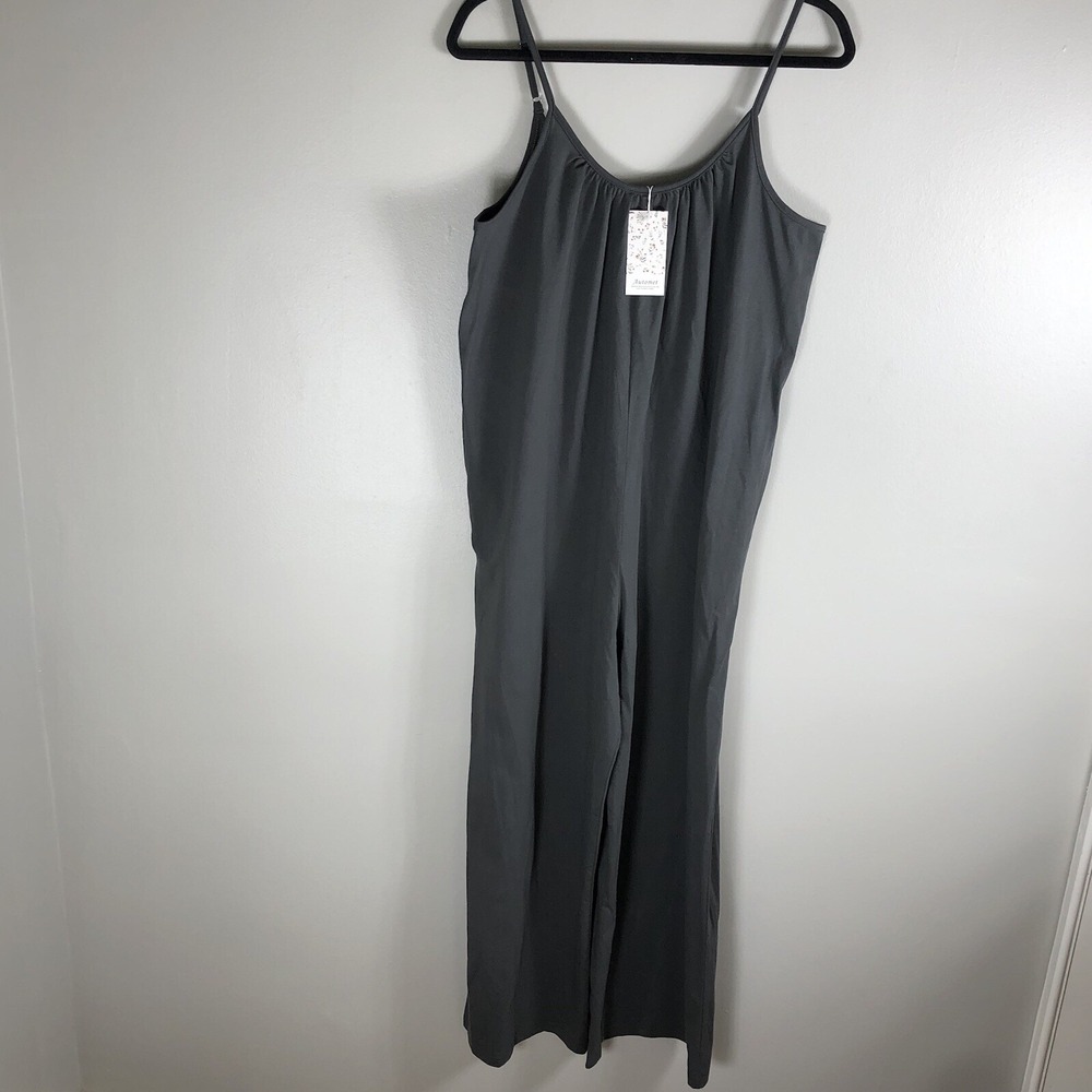 Automet Women's Large Gray Spaghetti Strap Wide Leg Pockets Pull On Romper NWT